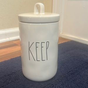 Rae Dunn Keep White Ceramic Canister